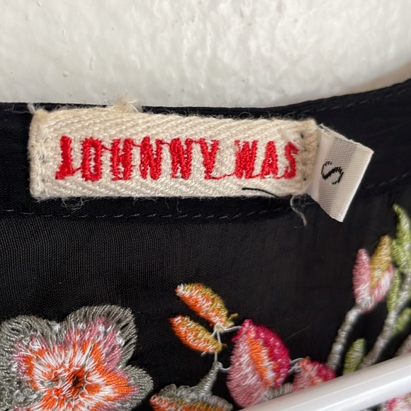 Johnny Was |Black Floral Embroidered Kimono with Fringe - Picture 4 of 11